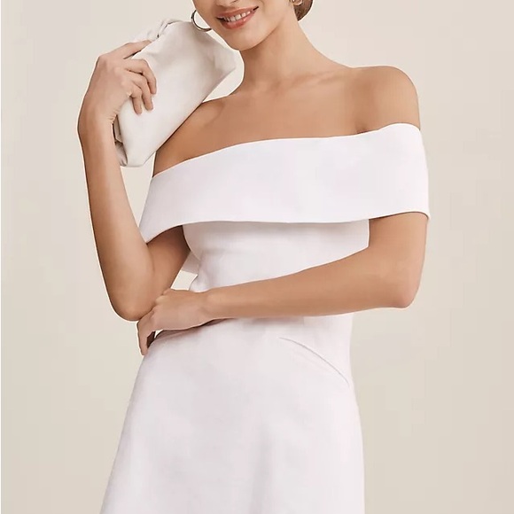BHLDN White Ingrid Off-Shoulder Sheath Mini Dress Size Medium - Picture 3 of 7